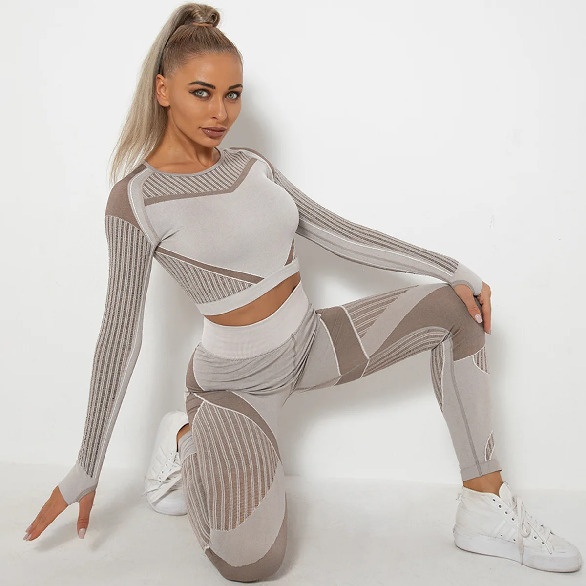 

New Arrival 10 Color Women High Waist Yoga Legging Wear Suit Workout Outfit Extremely Stretchy Yoga 2 Piece Gym Set