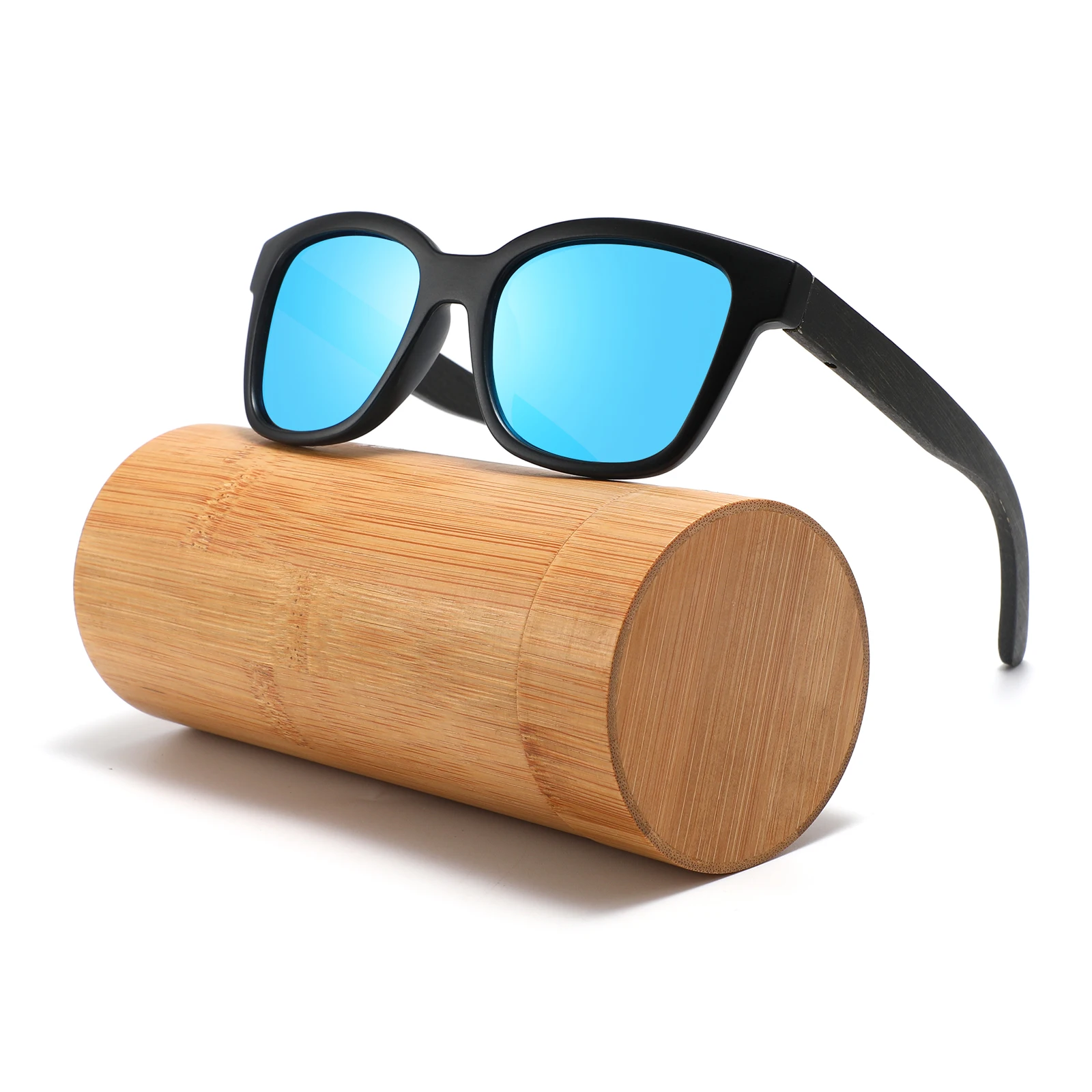 

New square frame bamboo temple polarized gafas de sol lentes tortoiseshell frame sunglasses wooden