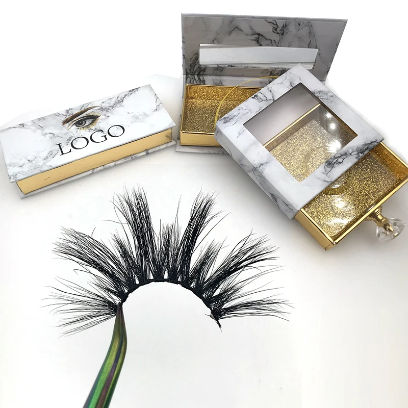 

Wholesale Custom 25mm Eyelashes Own Brand Premium Mink 5D False Eyelashes fluffy mink eyelash, Natural black