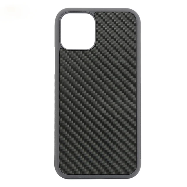 

For iphone 11 TPU PC real carbon fiber 3K twill two-in-one mobile case covers, Black