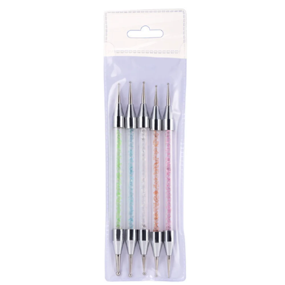 

BIN 5 Pcs Nail Art Brushes Double Ended Nail Art Dotting Tool Set Acrylic Handle Nail Dotting Pen Kits