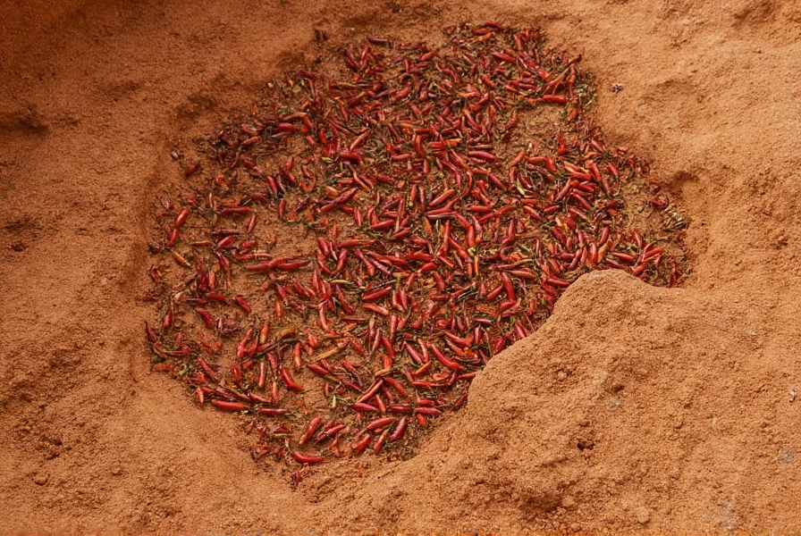 Archaeological excavation site showing ancient chili pepper remains in Mexican cave