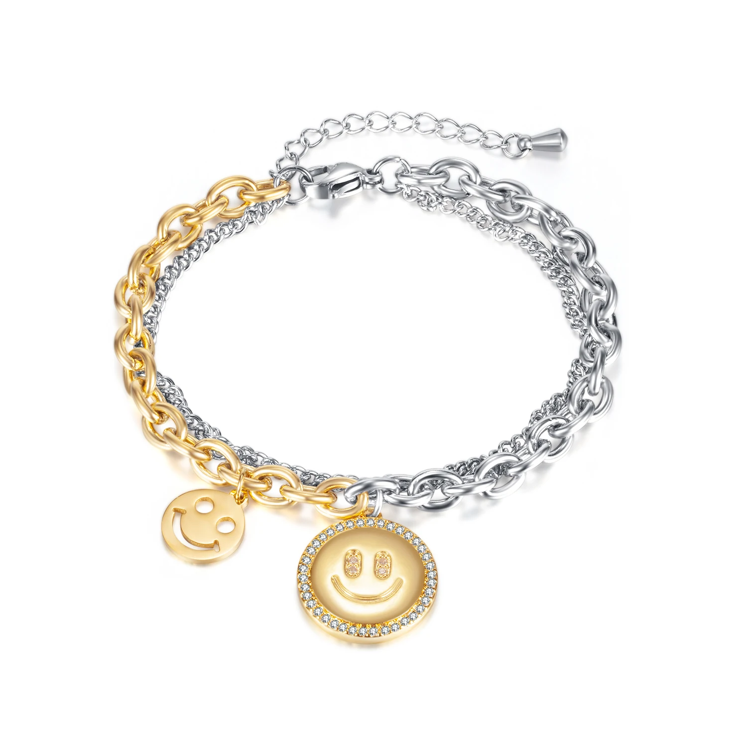 

Fashion jewelry wholesale personality hip hop double layered irregular smiling face Bracelet women