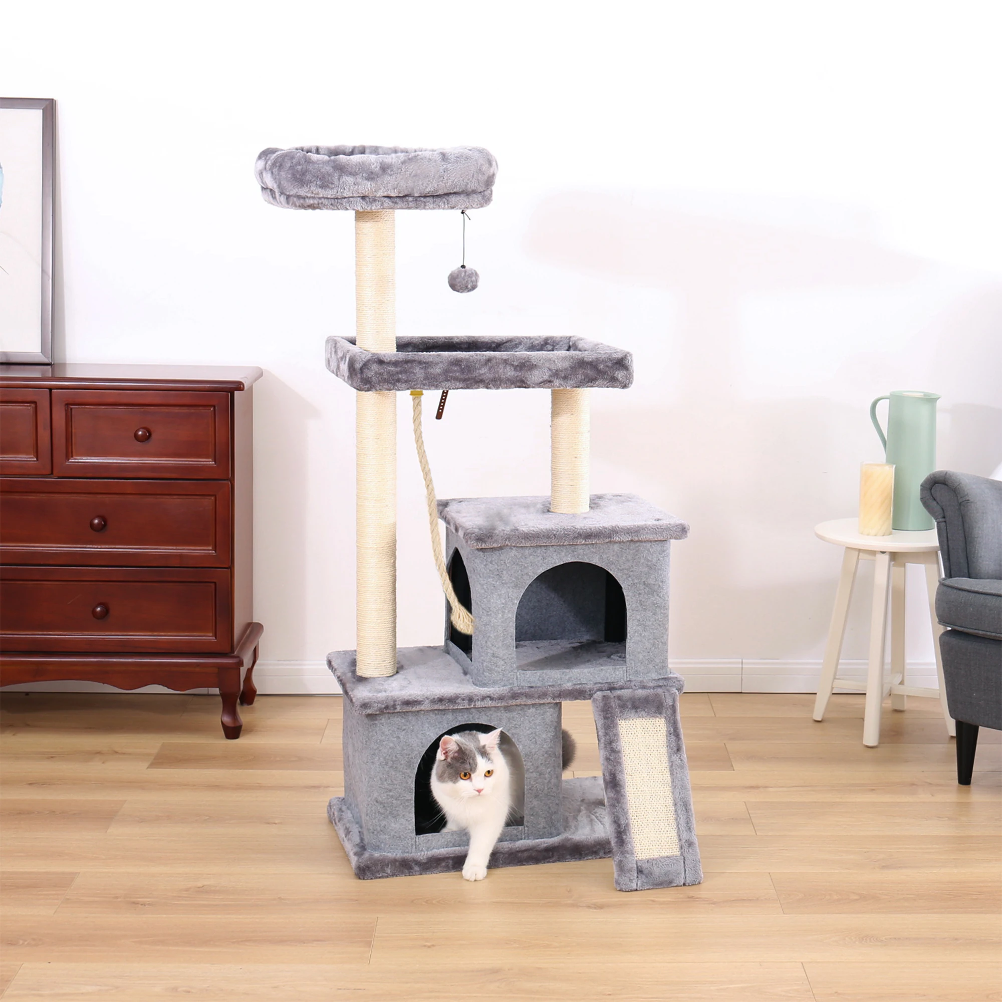 

Cat Tree Multilevel and Luxury Cat Towers 50 Inches, Gray