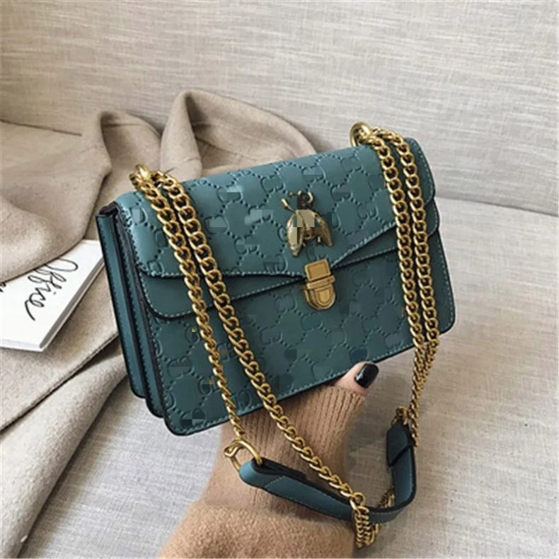 

Women Honeybee Letter G Brand Chain Handbags, White/red/burgundy/blue/black