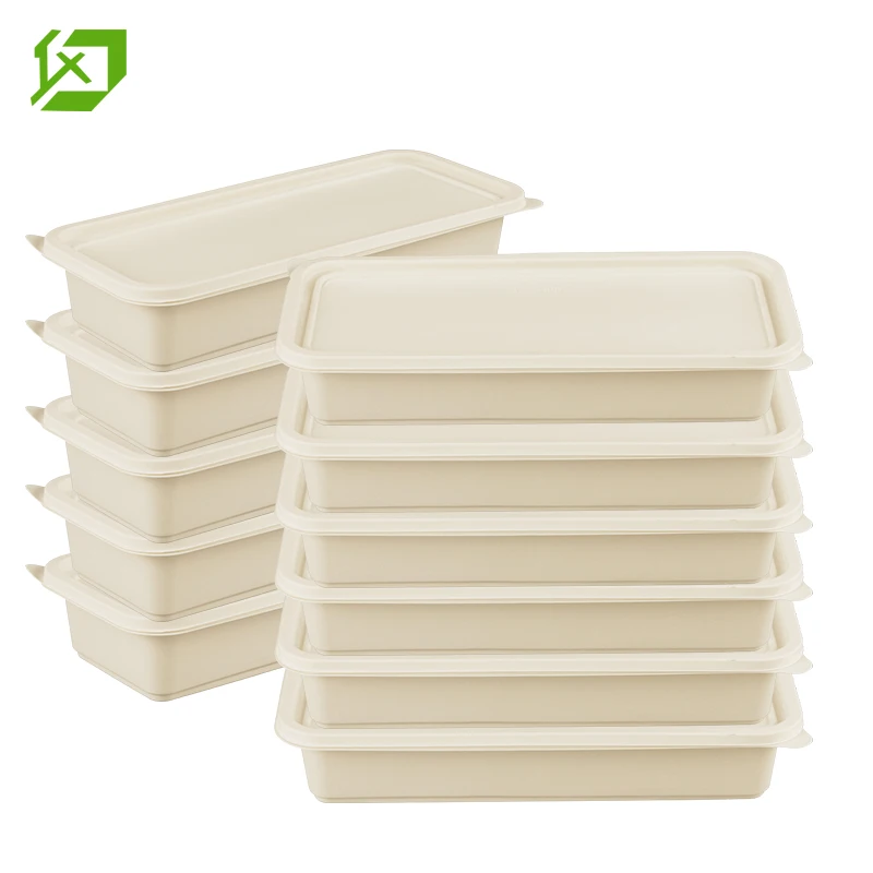 

Rectangle double Three lattice ECO degradable lunch box Corn starch disposable food packaging takeaway food containers