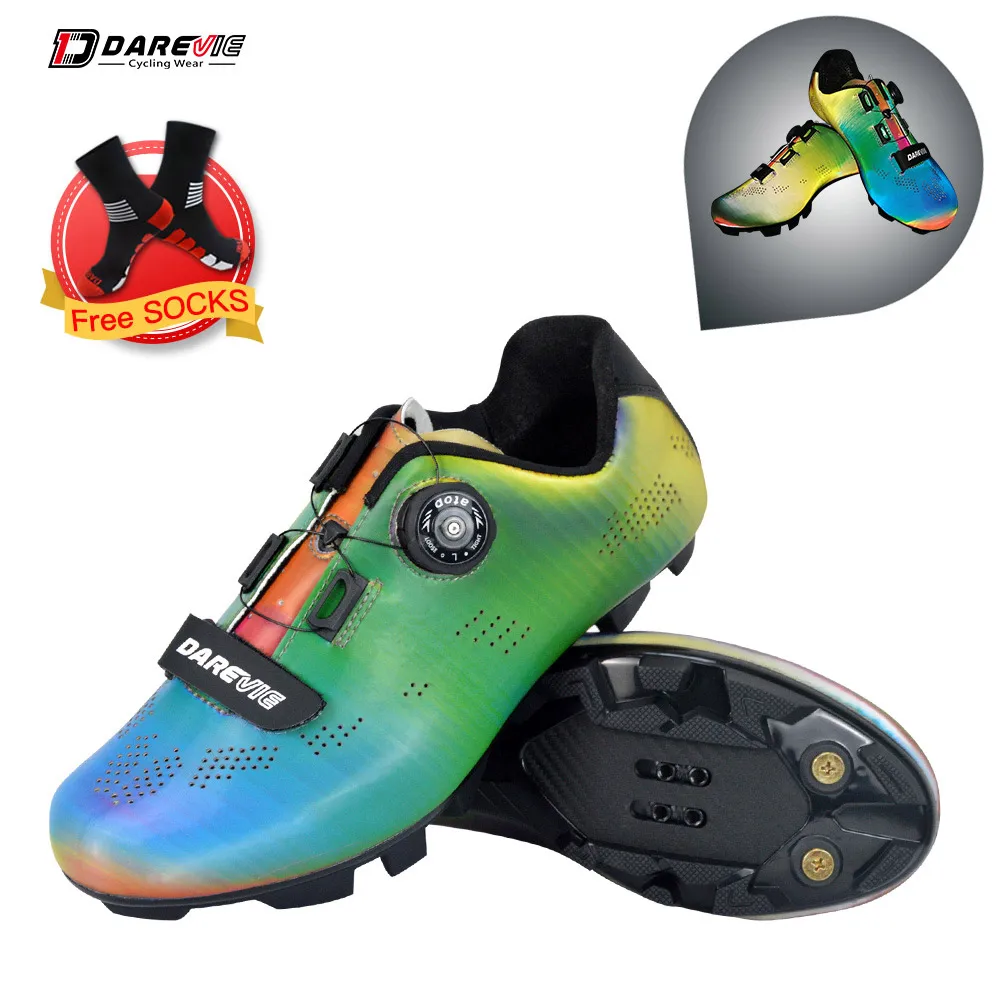 

DVMS002 MTB Self-locking Shoes For Riding Customize Colorful Reflective Cycling Shoes Mountain Bike Shoes, Rainbow