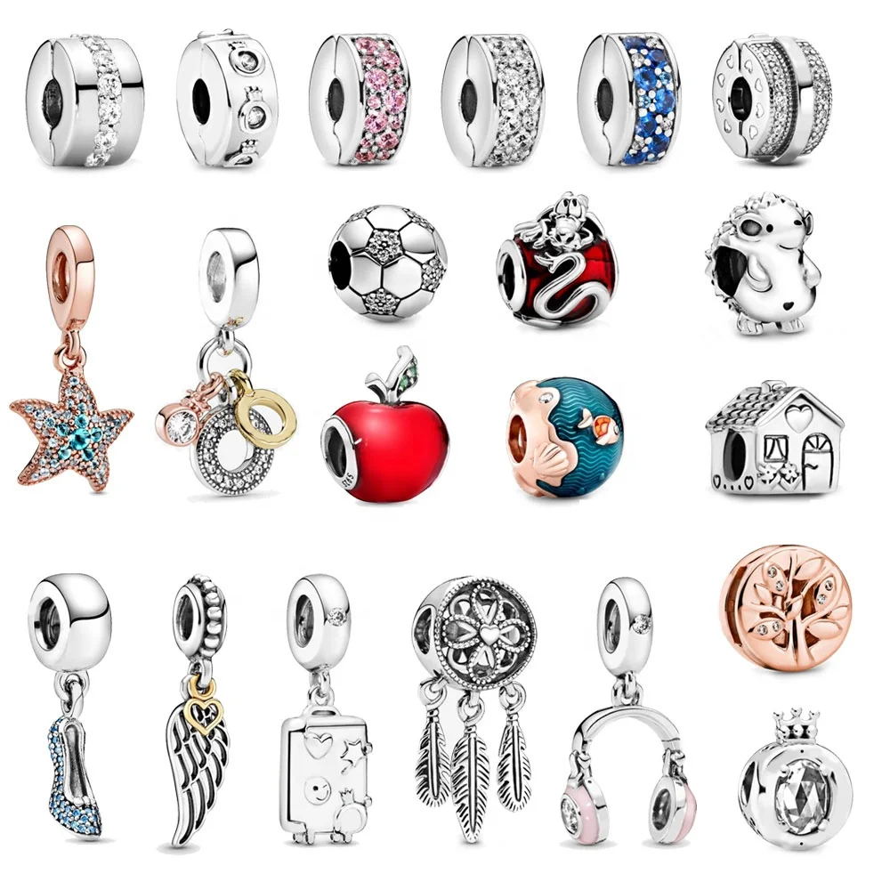 

925 Sterling Silver Bead Charm bead bracelet Fits European Bracelet Enamel Beads Jewellery Wholesale Cute Charms Love Pendants