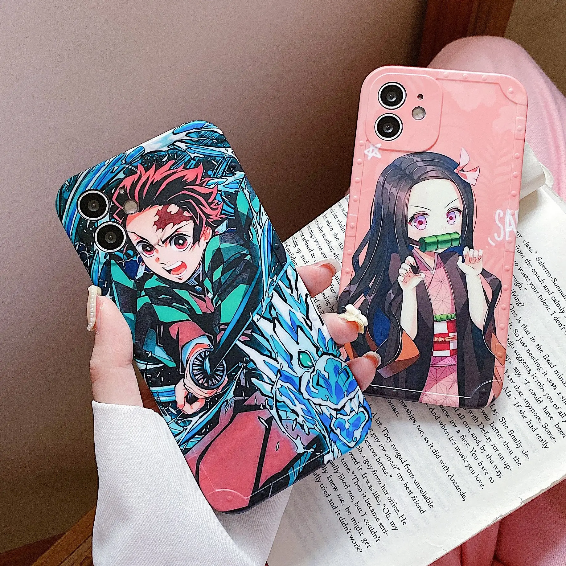 

Kamado Tanjiro Nezuko Japanese Cartoon Designs ASoft IMD Phone Cover Case For iPhone 11 12 13 Pro Max XR Xs Max 7 8 Plus