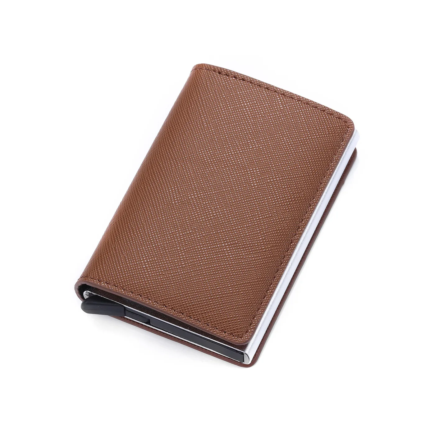 

Leather one touch card holder wallet Rfid luxury pop up men women business mental ID card holder customize