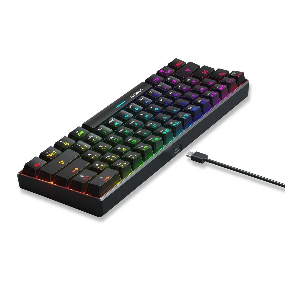 

60% Wird RGB Backlit Mini 61 Keys Led Backlit 60 Gaming Hot Swappable Keyboard Wirelless Mechanical Keyboard