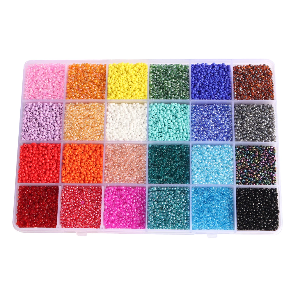 

DIY Necklace Jewelry Making 24 Colors Glass Beads 2mm Round Seed Crystal Beads F0810