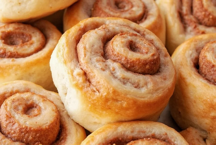 Step-by-step process of rolling cinnamon bun dough with visible cinnamon-sugar layer