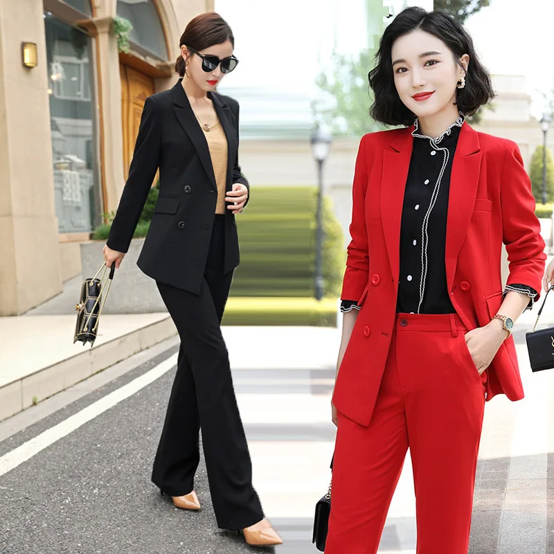 

wholesale Casual Look Slim Professional loose trousers suit two piece pants set womens suits and blazer for plus size