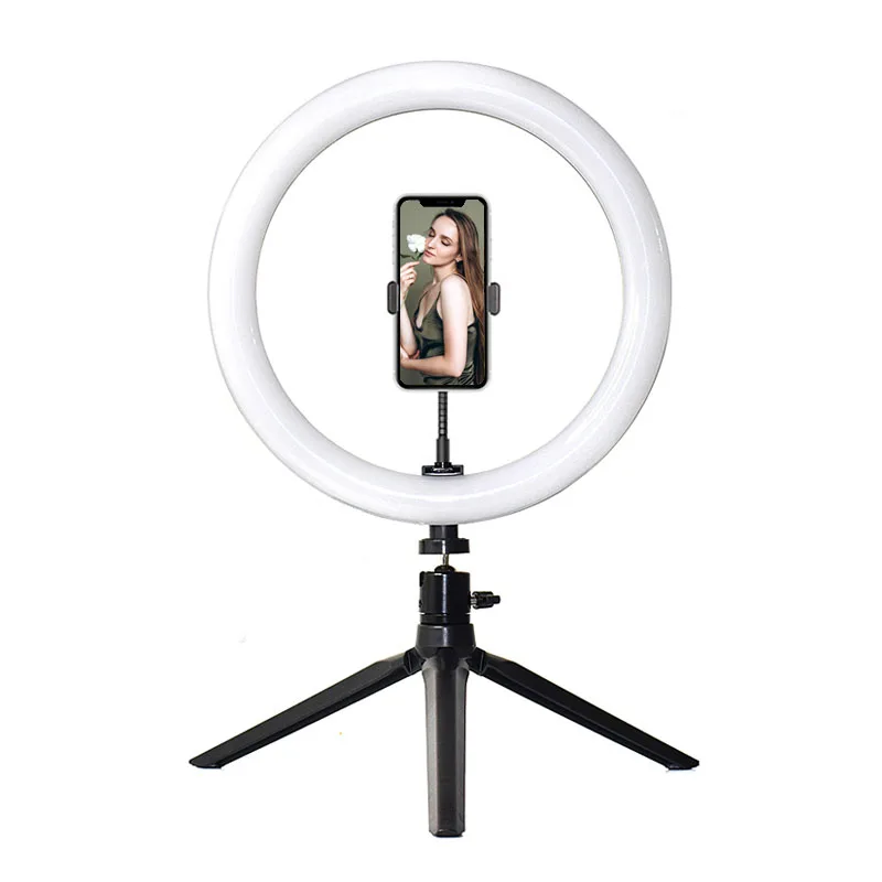 

Three Colors 8inch/20cm 10inch/26cm 12inch/30cm Dimmable Beauty Camera Flash Aro Studio Lights Mini Table Ring Light Led Selfie, White black