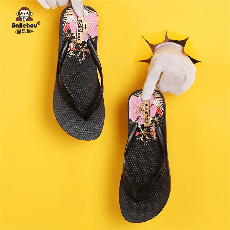 

Factory Wholesale Breathable Pvc Printing Herringbone Clip Toe Sand Slippers For Women