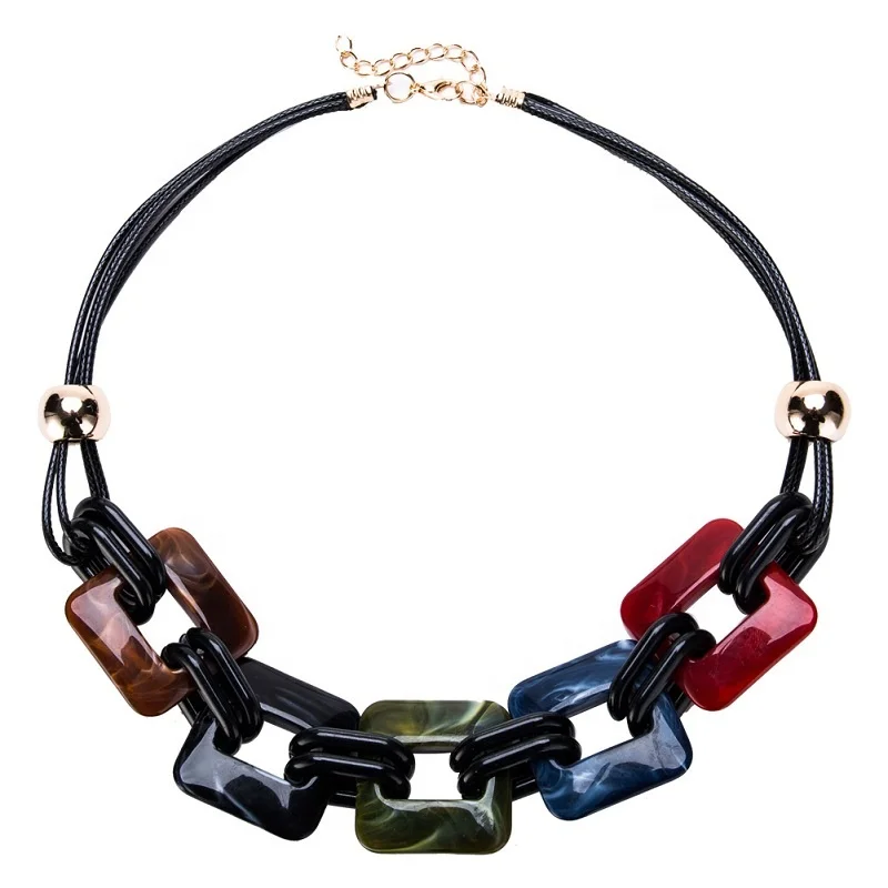 

new fashion power Leather cord statement necklace & pendants vintage weaving collar choker necklace for women Jewelry, Black color red brown blue green