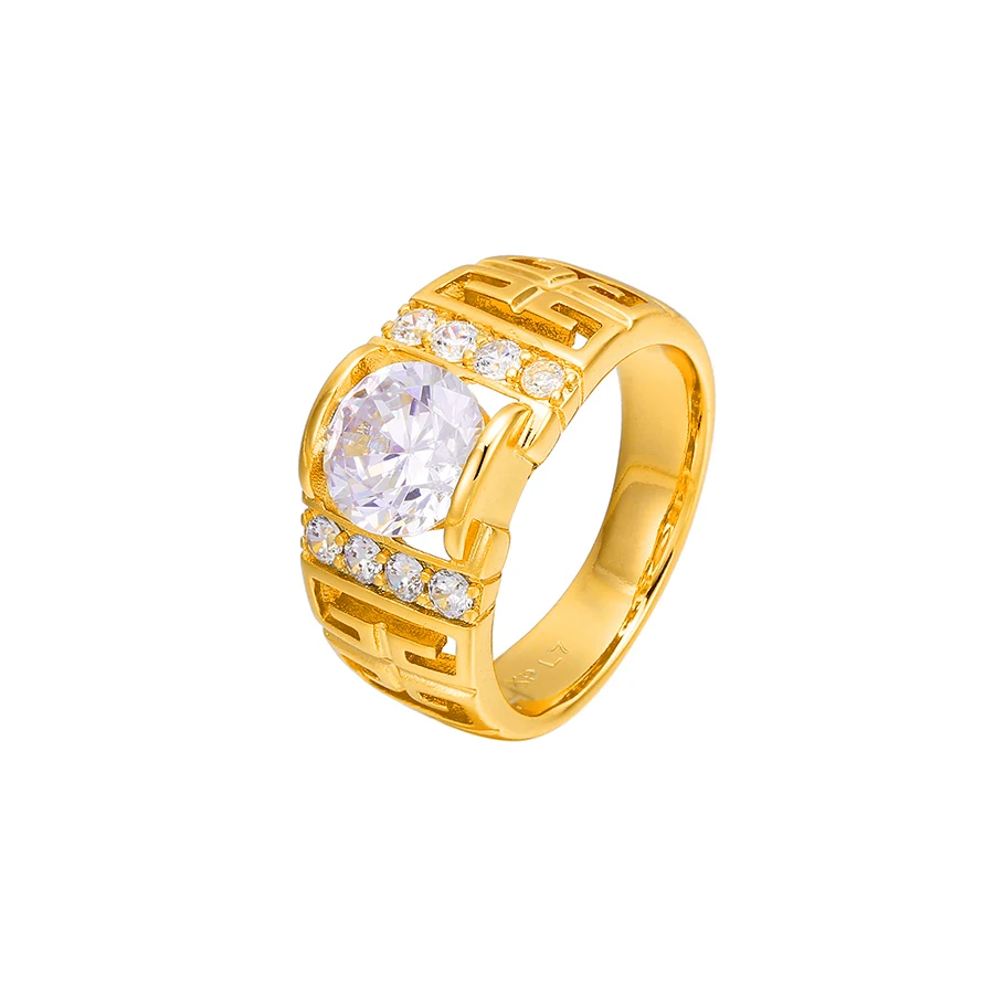 

16581 Xuping luxury men jewelry synthetic cz design 24 karat color gold men ring, 24k gold color