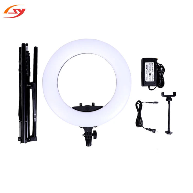 

China manufacturer camera vIdeo dimmable fill led ring light 18 inch for phone, Black