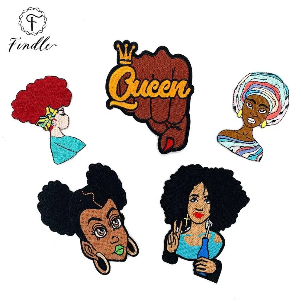

Quality Guaranteed Beautiful Effect African American Black Girl Queen Iron On Embroidery Patches