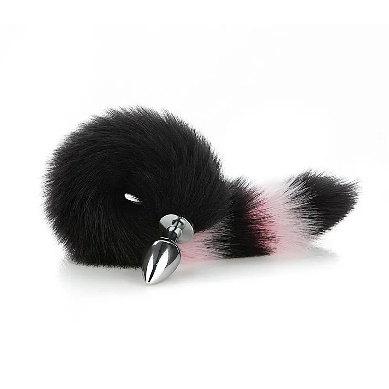 Black and pink anal plug tail fox cosplay tail anal toy sex toys