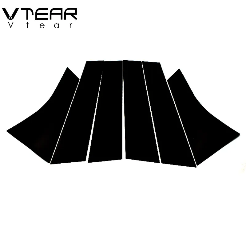 

Vtear For Ford Focus 3 window BC pillar decorative sticker Glossy black trim anti scratch mirror surface cover accessories 12-15