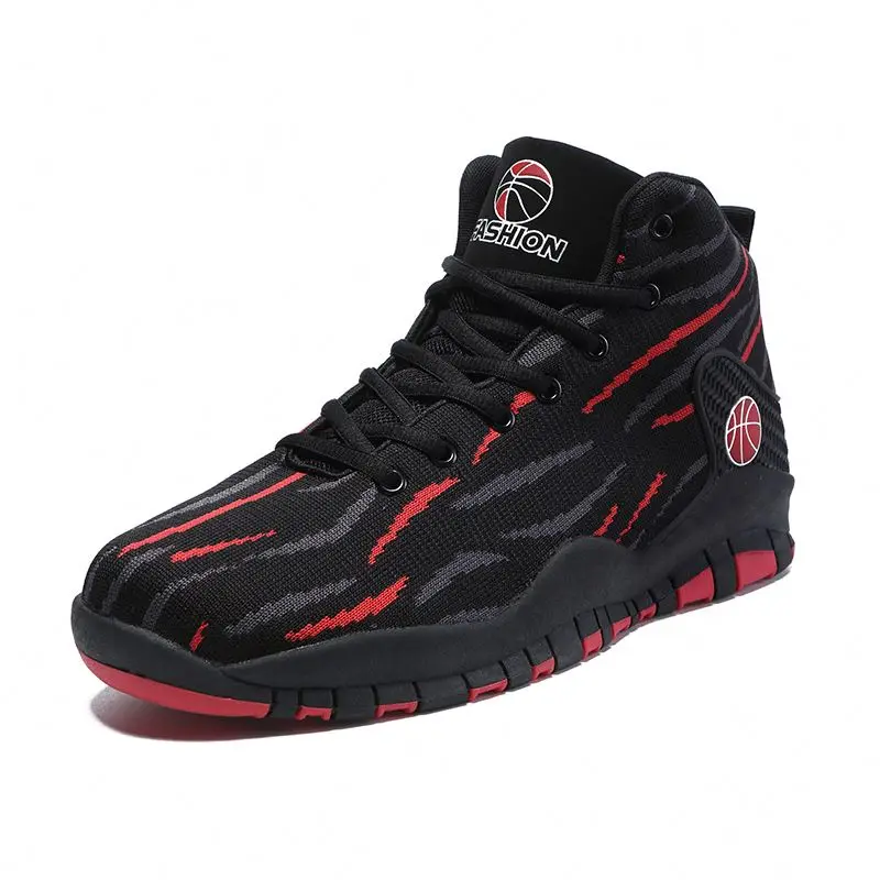 

2020 Anti-Slip Sports Basketball Shoes Men OEM Athletic Shoes men, Black white / black red