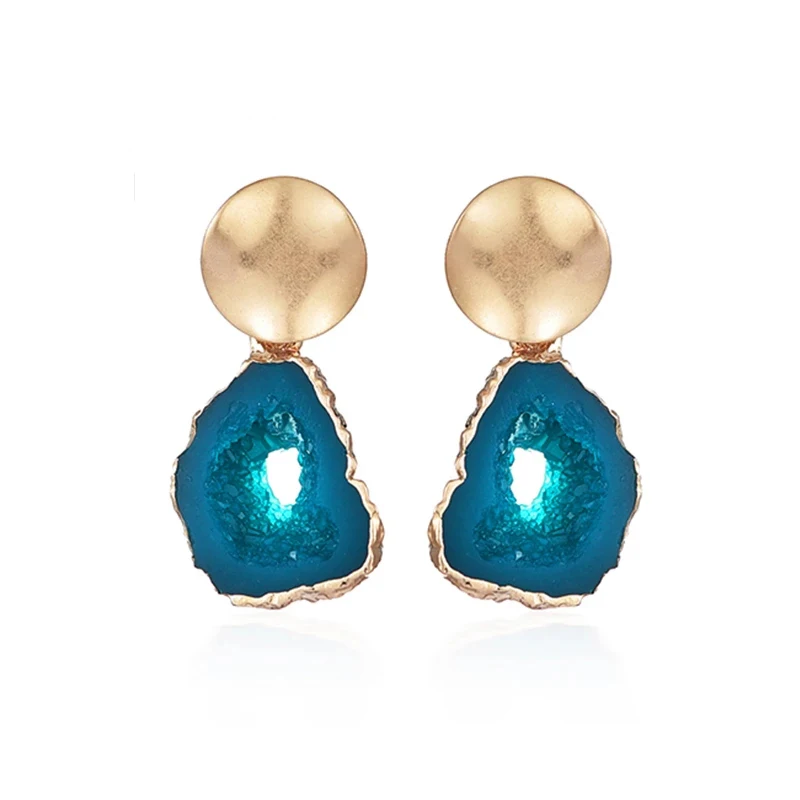 

2020 Fashion Resin Acrylic Vintage Dangle Drop Earrings For Women Exquisite Statement Geometric Gold Earrings Wedding Jewelry, Picture shows
