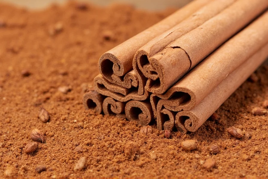 Close-up view of Ceylon and Cassia cinnamon sticks side by side showing the distinctive layered structure of Ceylon versus the thick single layer of Cassia