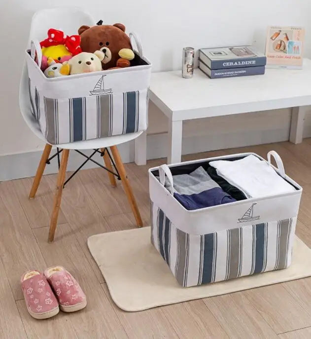 

Small Storage Bins Foldable Fabric Washable Decorative Storage Basket Canvas Storage Basket Bins