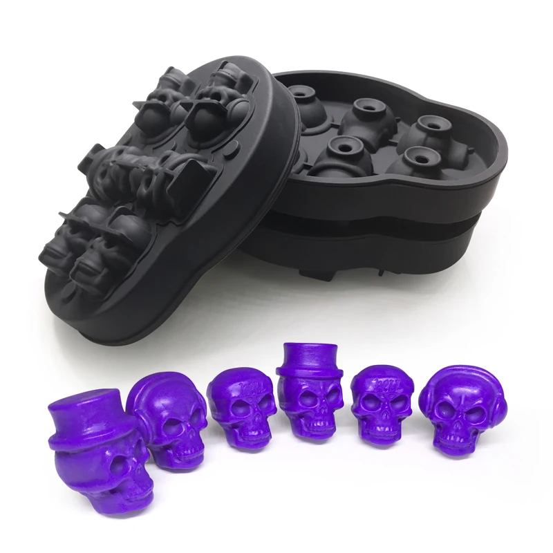 

Silicone Ice Cube Tray molds Set of ice maker & skull shape ice cube tray for Whiskey Cocktail, Black(accept custom colors)