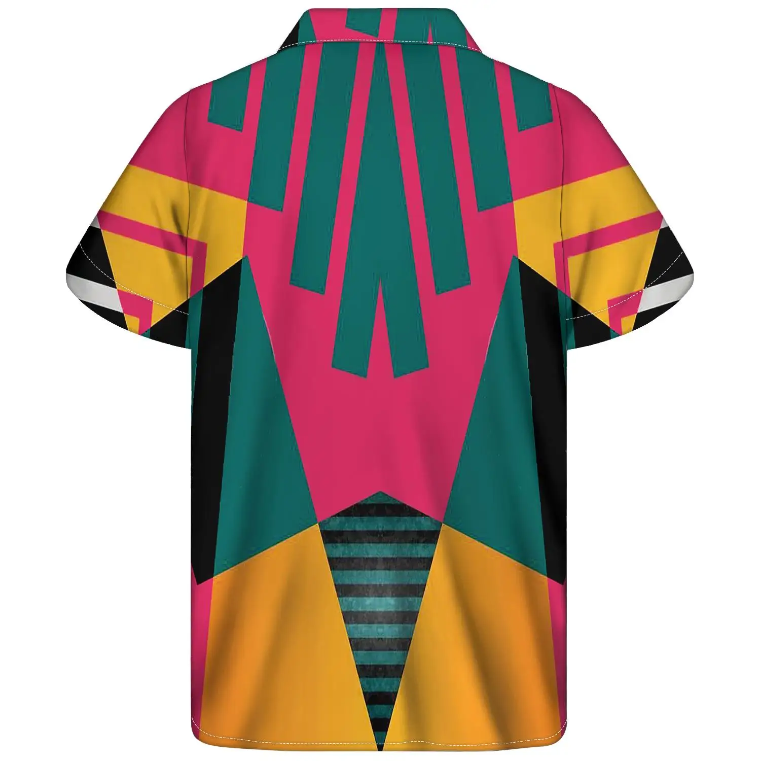 

Thikin Men's T-shirts Anime Design Geometric Pattern Without Pocket Short Button Up Comfortable Polyester Sleeve Shirts For Men