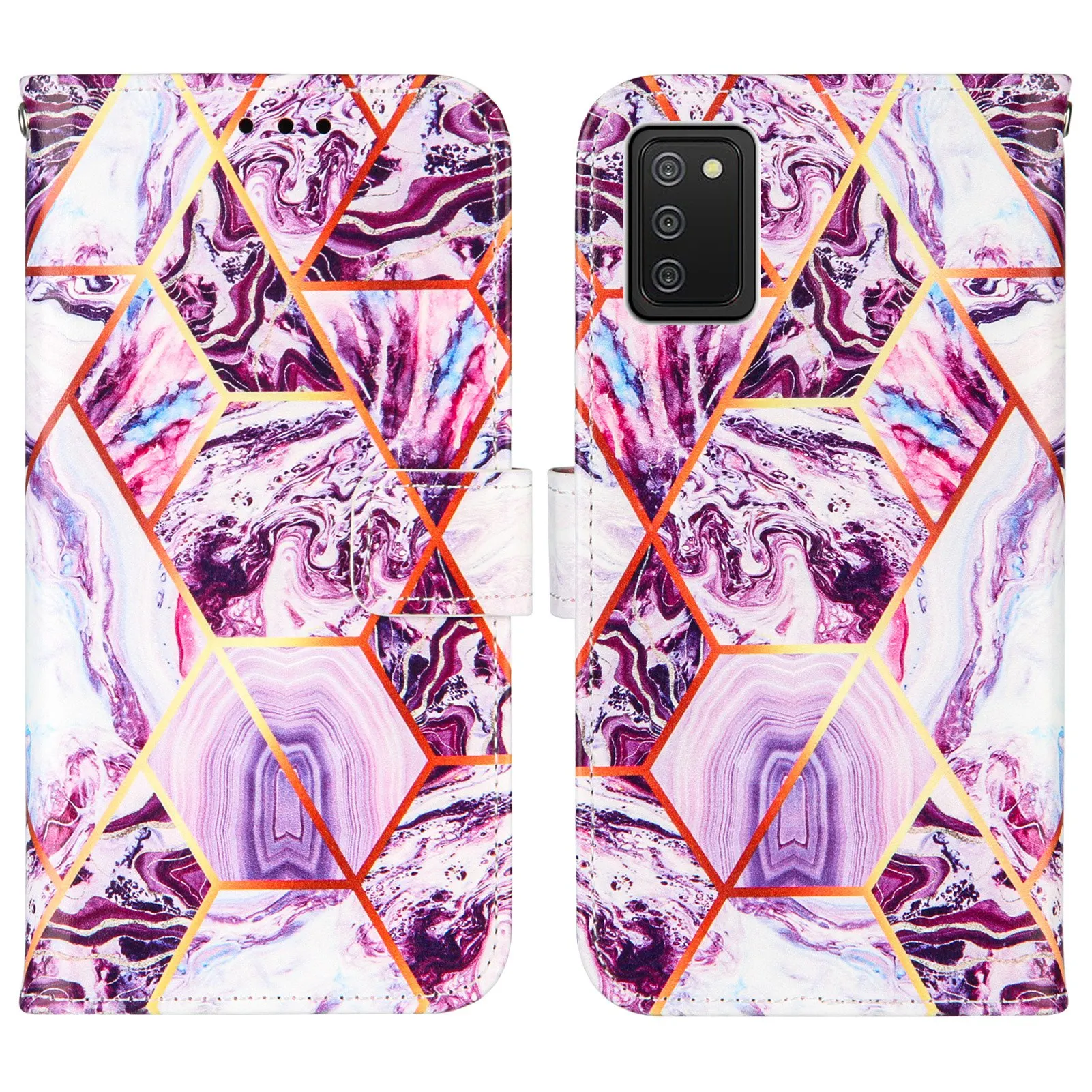 

Marble Stand Book Style Magnetic Side Flip Cover Pouch PU Leather Phone Case For Galaxy A02s 164 European Wallet Bag Capa Cases