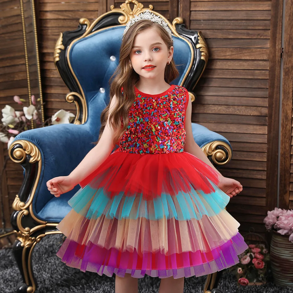 

2-8 Year Girls Princess Dress Sequin Lace Tulle Party Tutu Fluffy Gown Children Dresses Kids Evening Formal Pageant C14152, Can follow customers' requirements