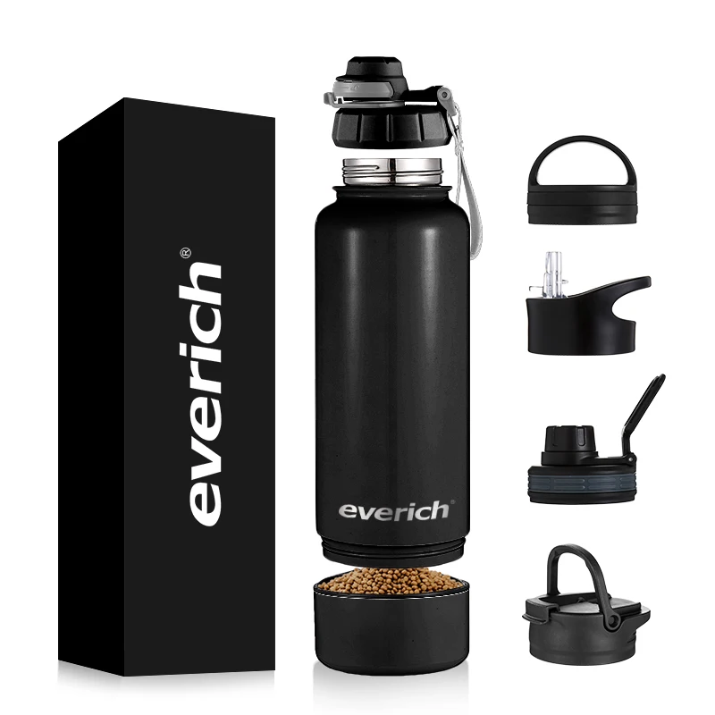 

3 Lids (Straw Lid) new design Leak Proof Double wall 304 stainless steel 32oz 40oz Vacuum Insulated water bottle