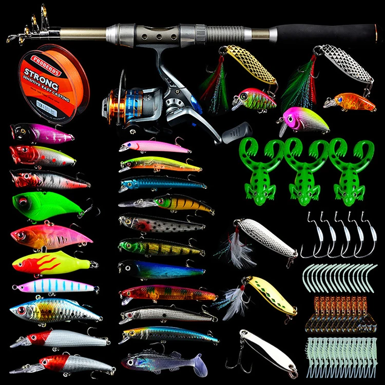 

Travel Fishing Rod Set 180mm Spinning Rod and Spinning Reel Lures line Hook Accessories Fishing Lure Kit, Multi colors