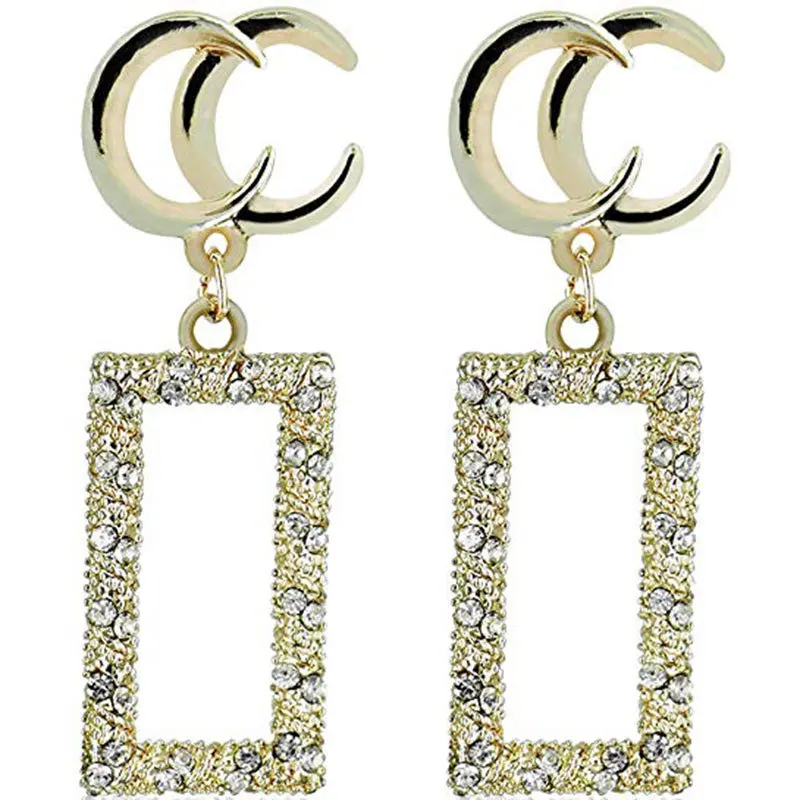 

2021 Hot Selling Letter Earring Dangle Letter Diamond Cha Nel Earrings luxury earring, Gold color