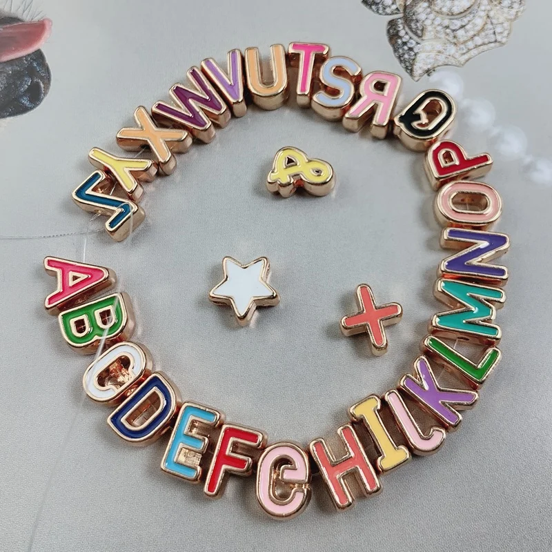

Wholesale copper plated gold metal alphabet letter beads diy jewelry making accessories charms