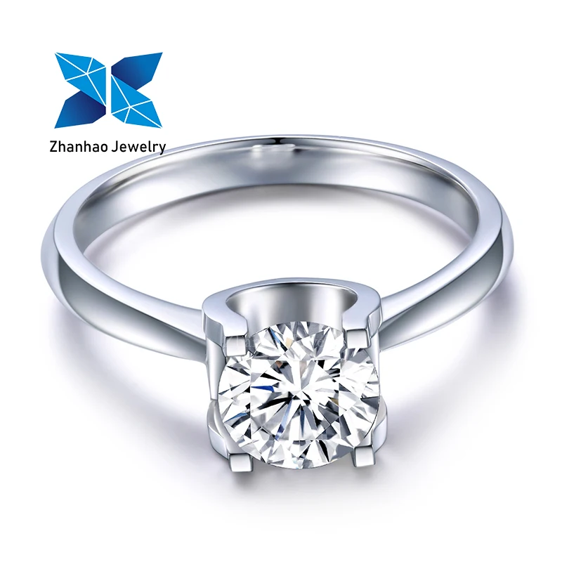 

Zhanhao jewelry lost-wax setting round brilliant diamond moissanite stones lab grown for lovers friends 2 gram 14k jh gold ring, Silver