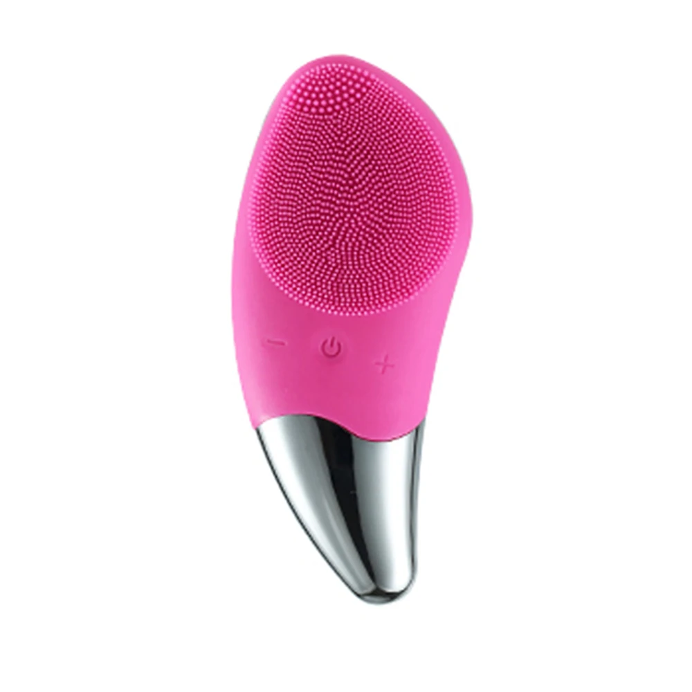 

Dropshipping Hand Held Electric Rechargeable Silicone Facial Cleansing Brush With Gua Sha Lifting Head, Pink/green/blue/rose red
