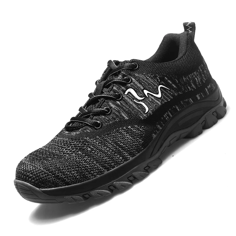

New 2020 Lightweight Breathable Steel Toe Cap Protective Sneakers Safety Shoes For Men Work Boots, Black/grey/blue/red