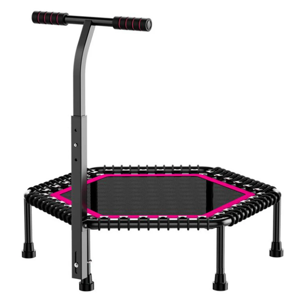 

50" Fitness Rebounder with Adjustable Foam Handle Outdoor Indoor Trampoline for Kids and Adults, As picture