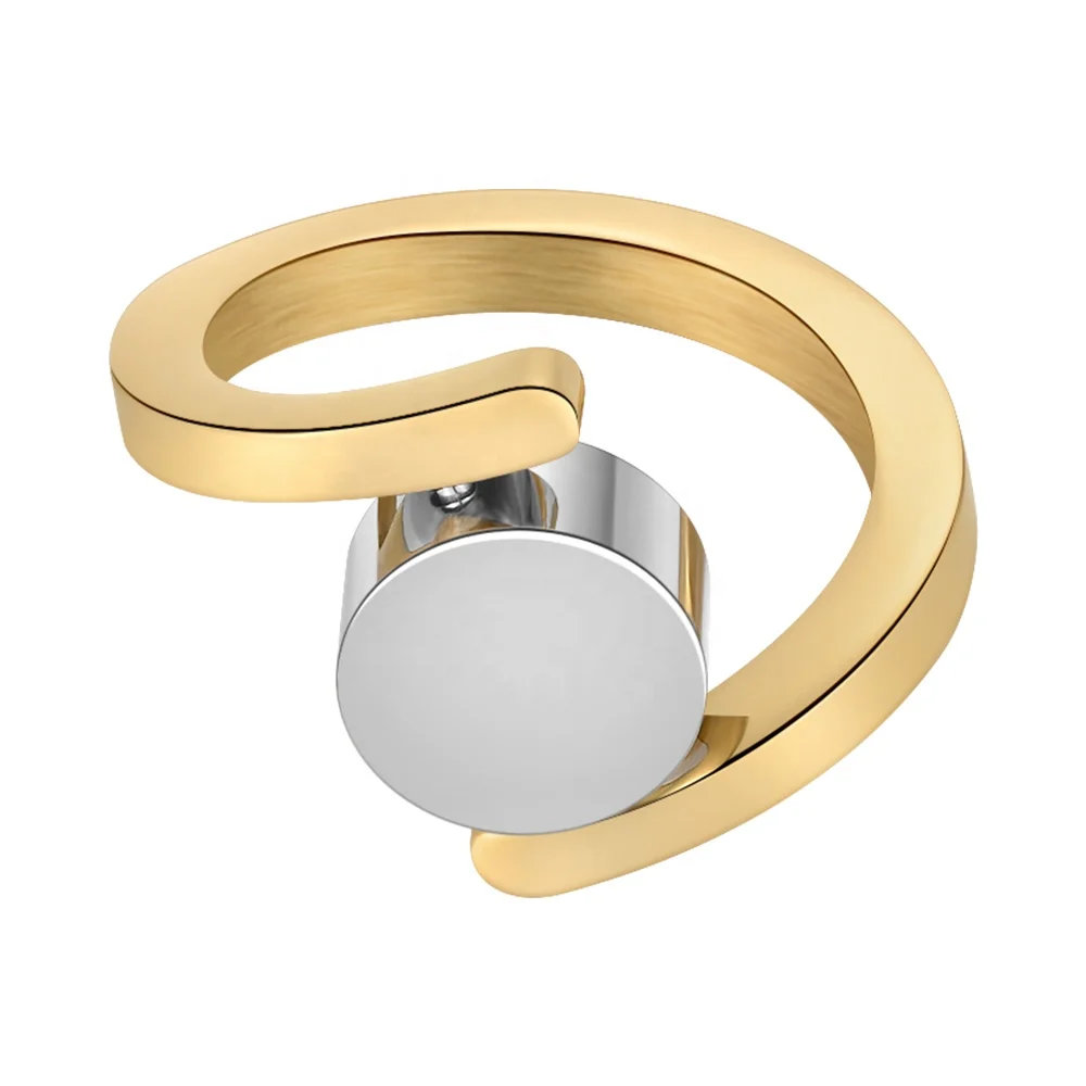 

Original Design 18K Gold Plated Stainless Steel Jewelry Geometric Silver Color Round Dot For Women Party Ring R224189