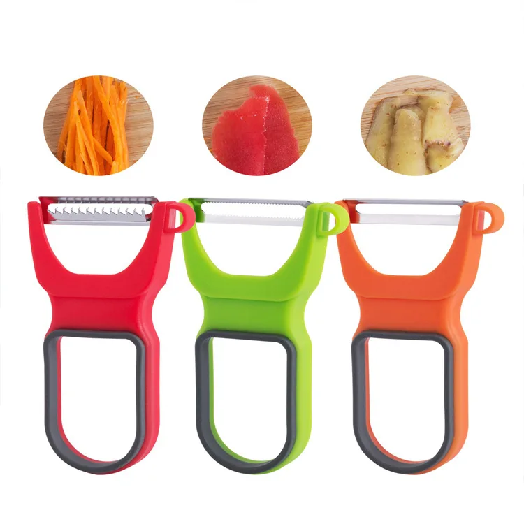 

Multi-function Kitchen Accessories Knife Set Gadgets Potato Carrot Grater Planing Fruit Vegetable Peeler Cutter 3 PCS SET, Green/orange/red