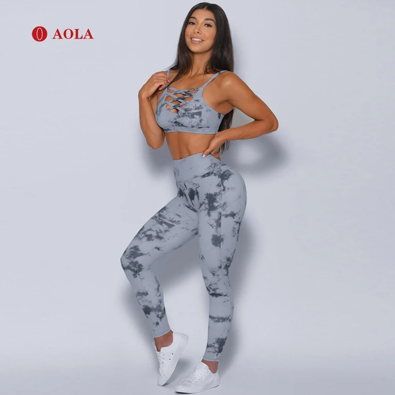 

AOLA High Waist Seamless Leggings Hot Sale Sexi Girl Wear Bra Workout Running Sport Ladies Activewear Sets, Pictures shows