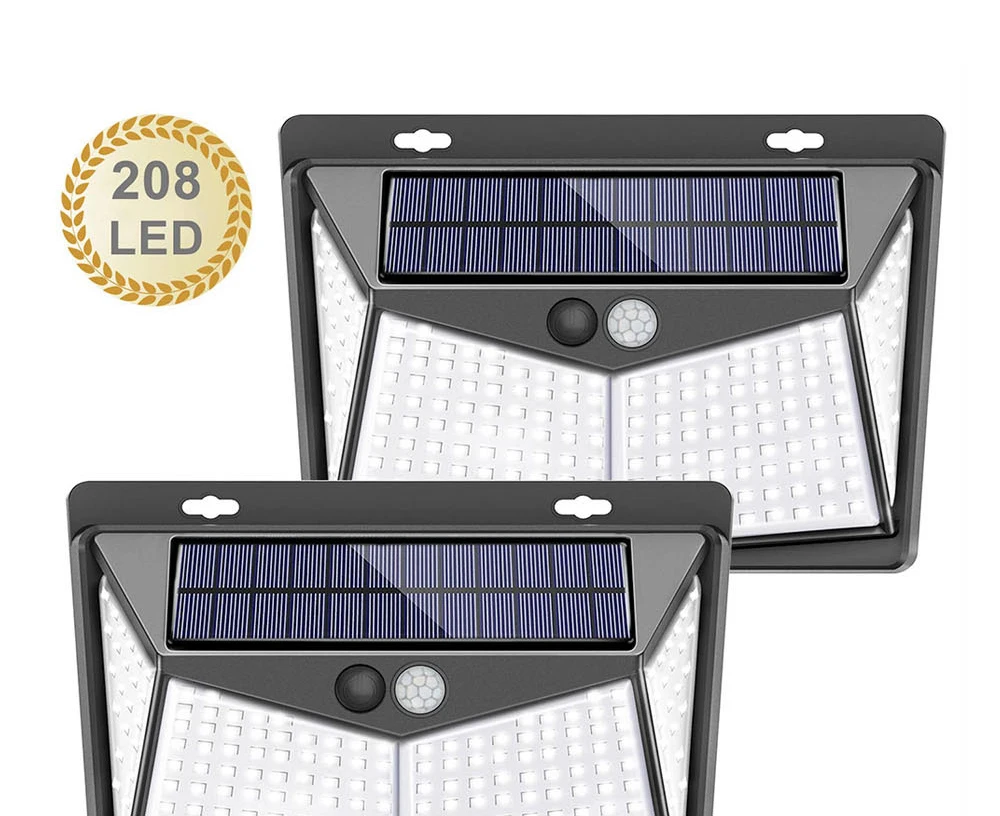 outdoor 208 LED solar light garden wall lamp PIR motion sensing human body 3600 lumen high power street light