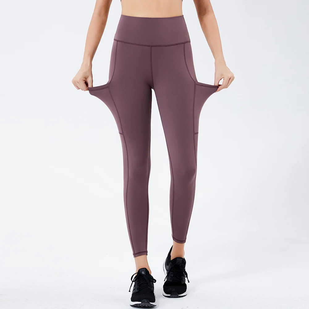 

2020 Women Leggings Seamless Tummy Control High Waist Yoga Pants with Phone Pocket Jumpsuit Girl Gym Sport Cloth Quick Dry OEM