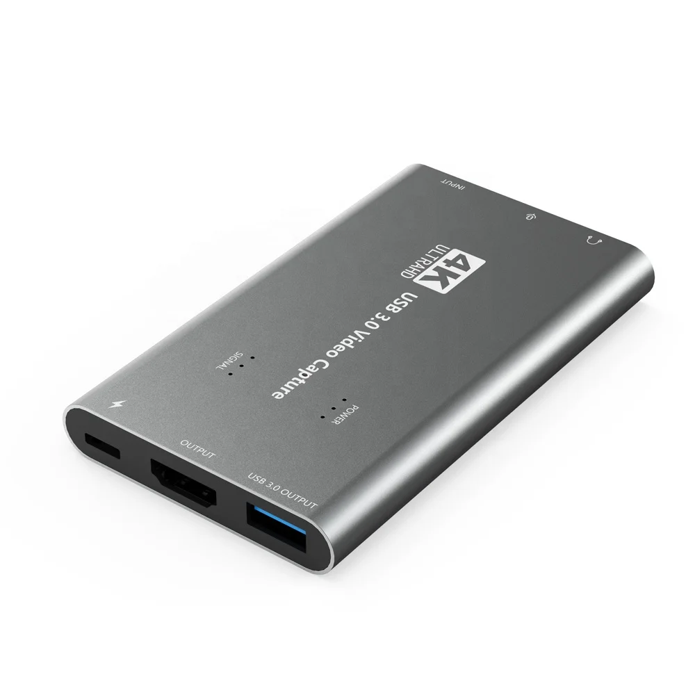 

Capturadora de Video HDMI USB 4K HDMI Capture Card Device for live streaming External for Laptop PC, Silver gray