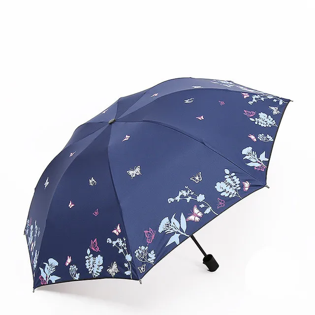 

High quality 21 inches adult umbrella customizable three-fold umbrella vinyl sunscreen manual umbrella, As picture