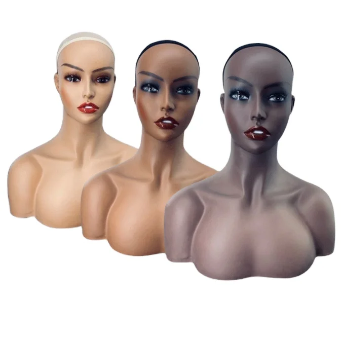 

Wig Mannequin Head Bald Wig Display Stand Afro Mannequin Head Shoulder and Bust Realistic Female Body Store Picture HEN, 8 colors